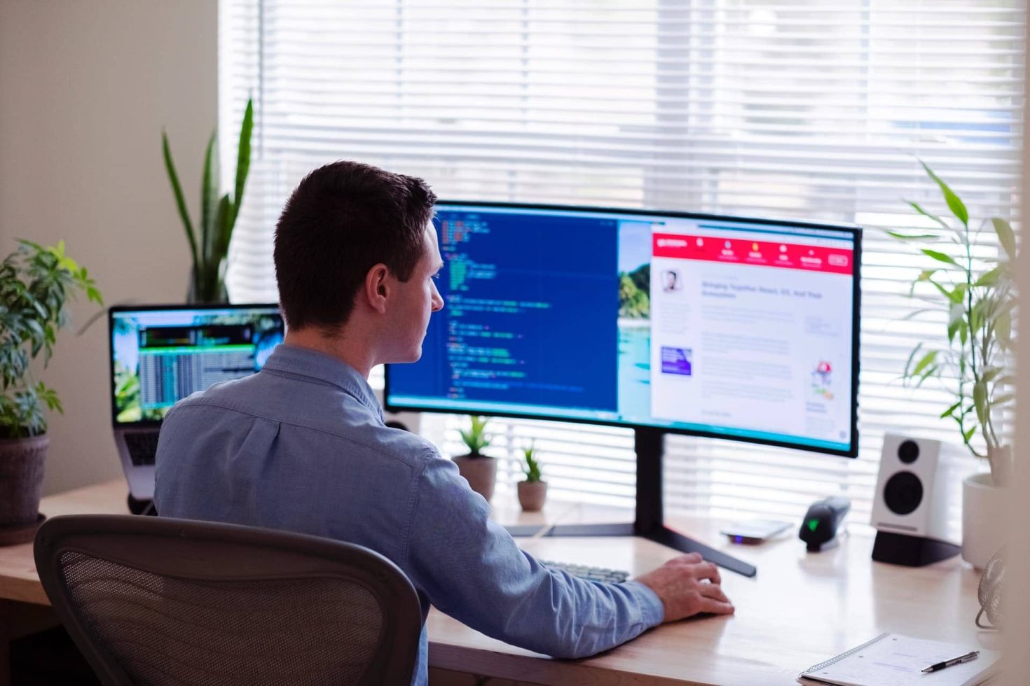 Man working remotely from home