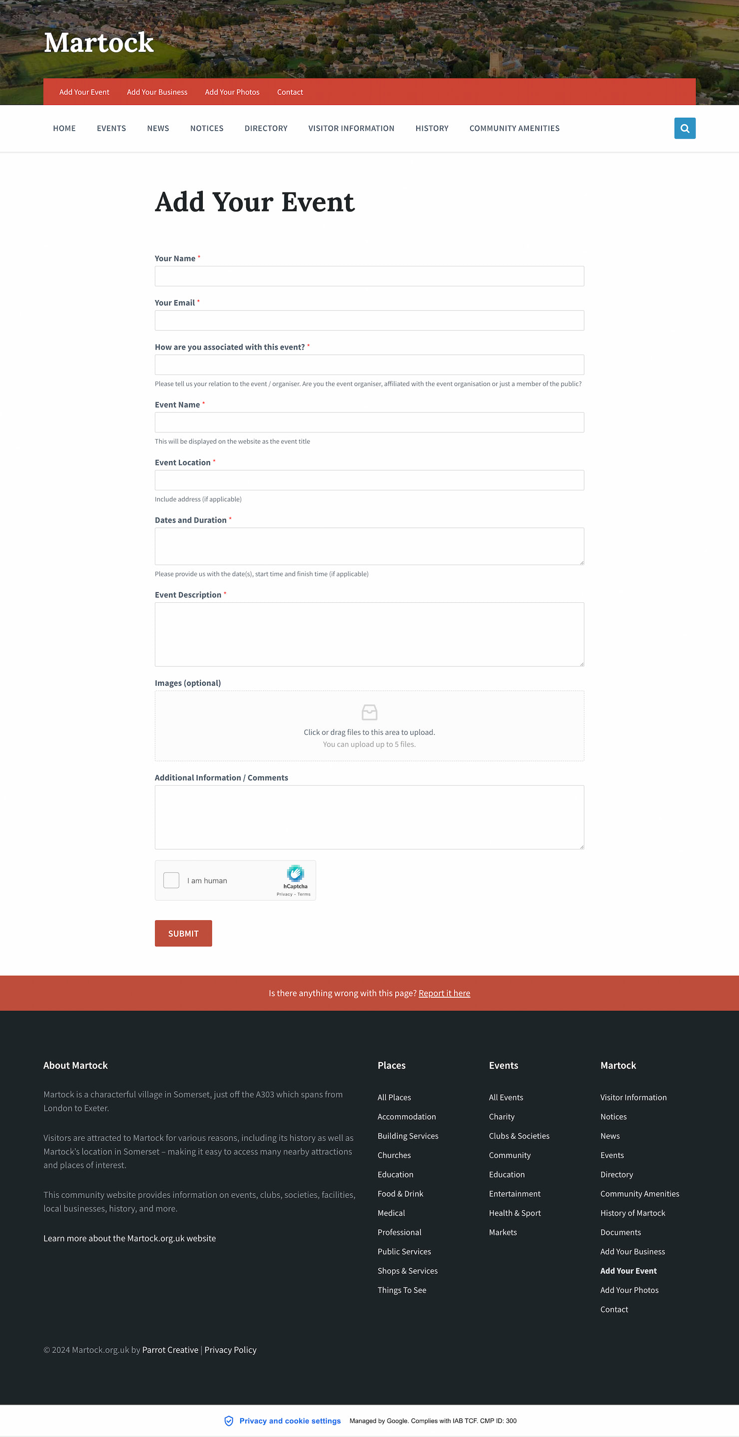 Community village website design forms