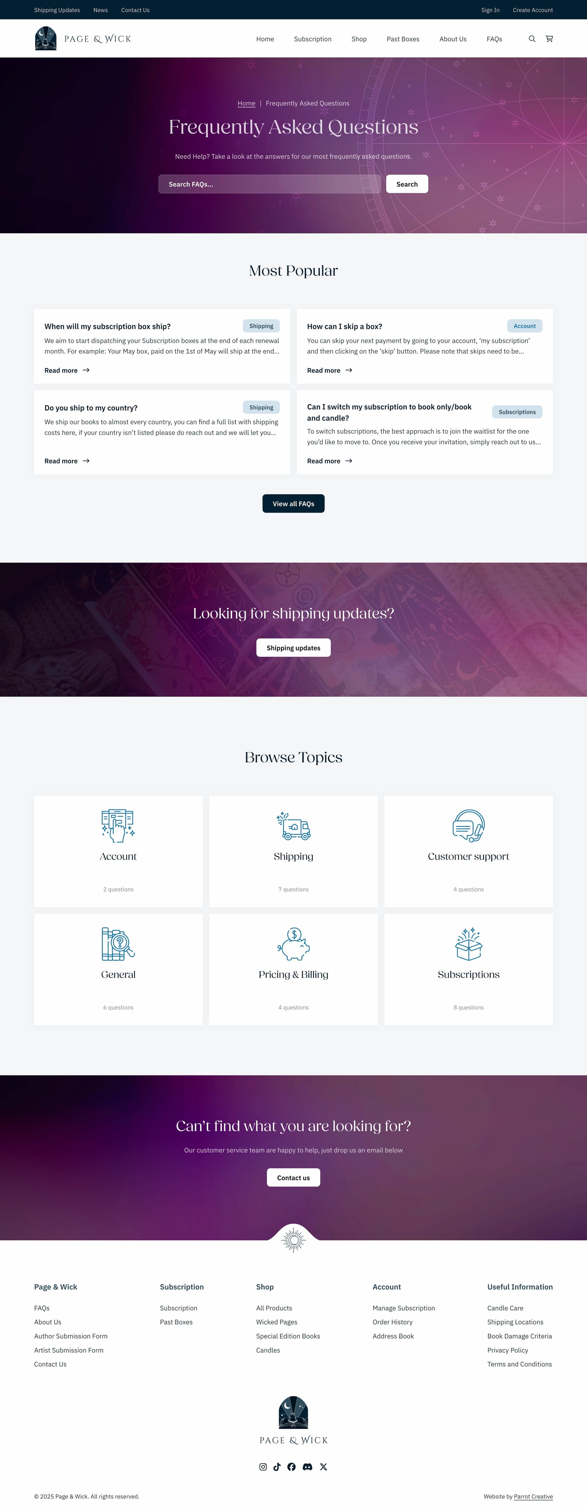 Ecommerce FAQ page design